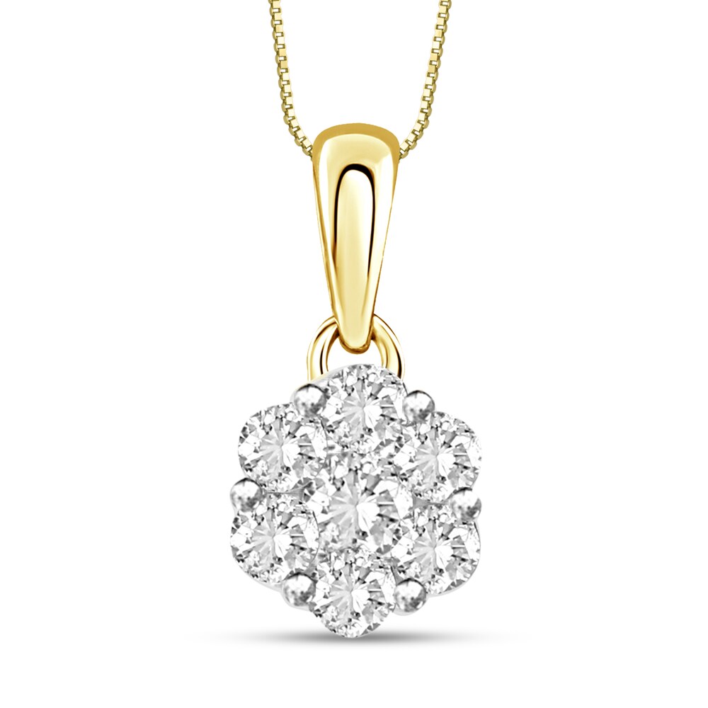 Diamond Necklace 1/4 ct tw Round 14K Yellow Gold 18\" 9mRCivOP