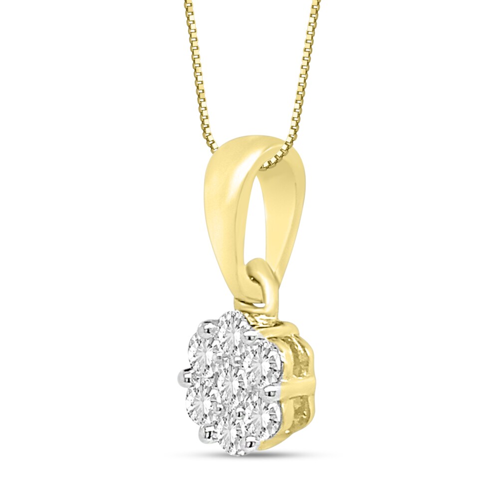 Diamond Necklace 1/4 ct tw Round 14K Yellow Gold 18\" 9mRCivOP