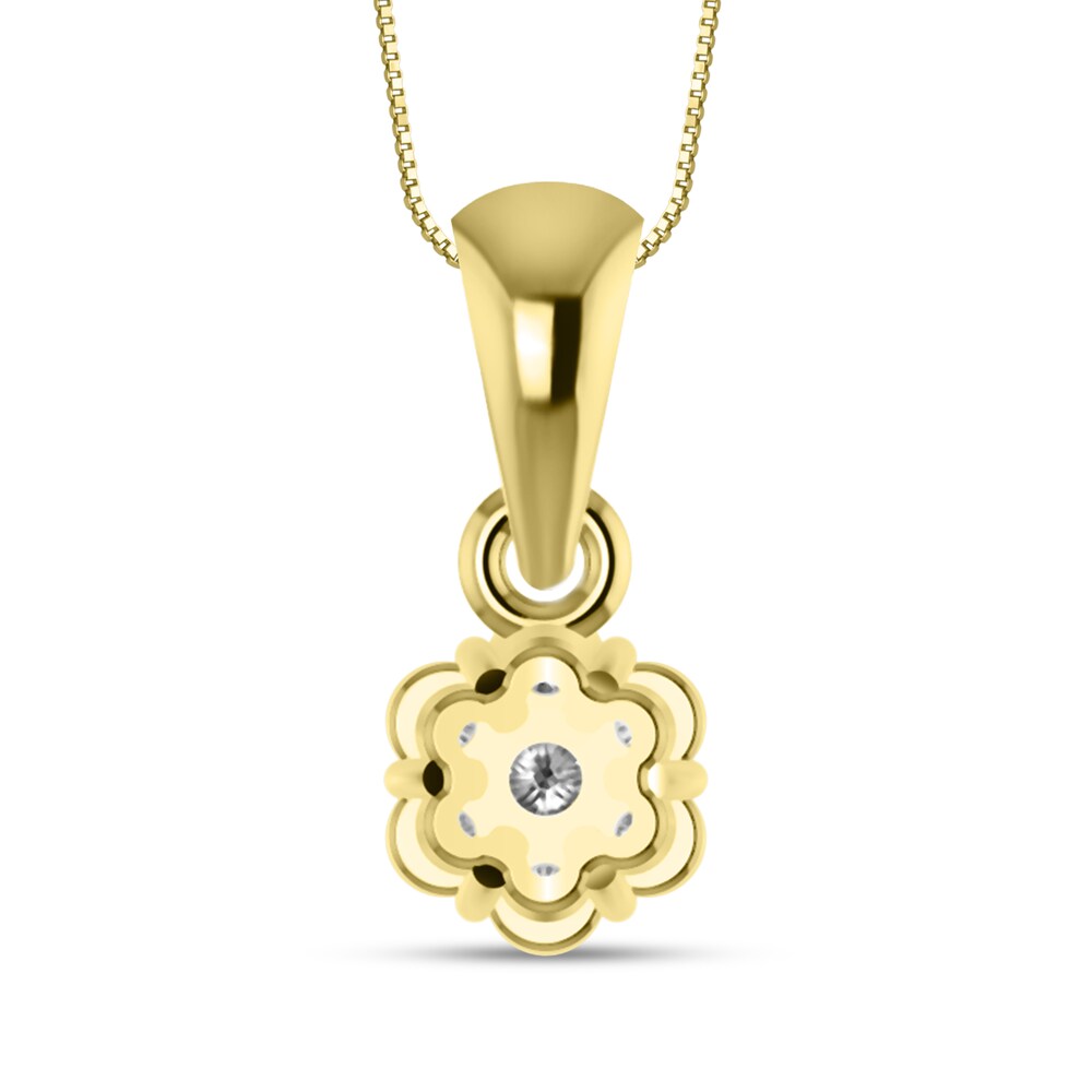 Diamond Necklace 1/4 ct tw Round 14K Yellow Gold 18\" 9mRCivOP