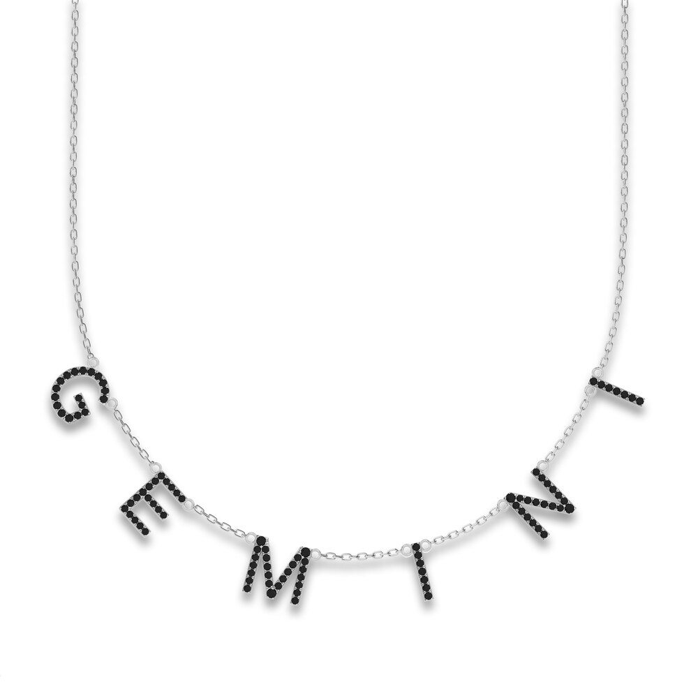 Juliette Maison Black Diamond Station Name Necklace 1-5/8 ct tw Round 10K White Gold 9o4W7VkZ