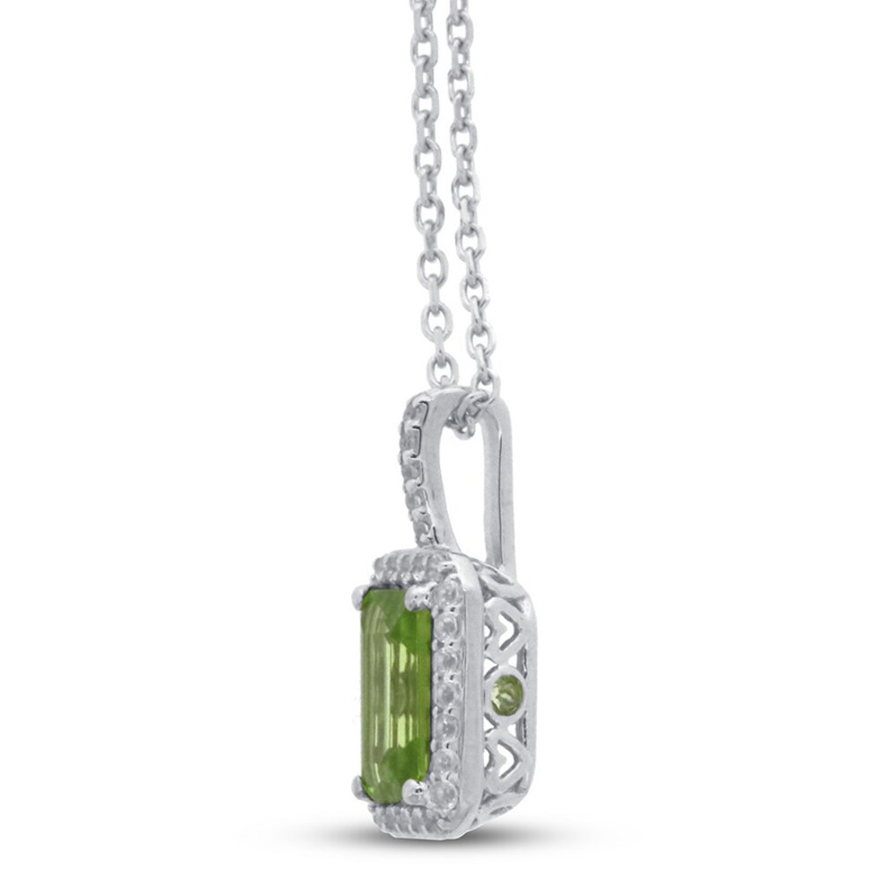 Peridot & White Topaz Necklace 10K White Gold 9p35GpAT