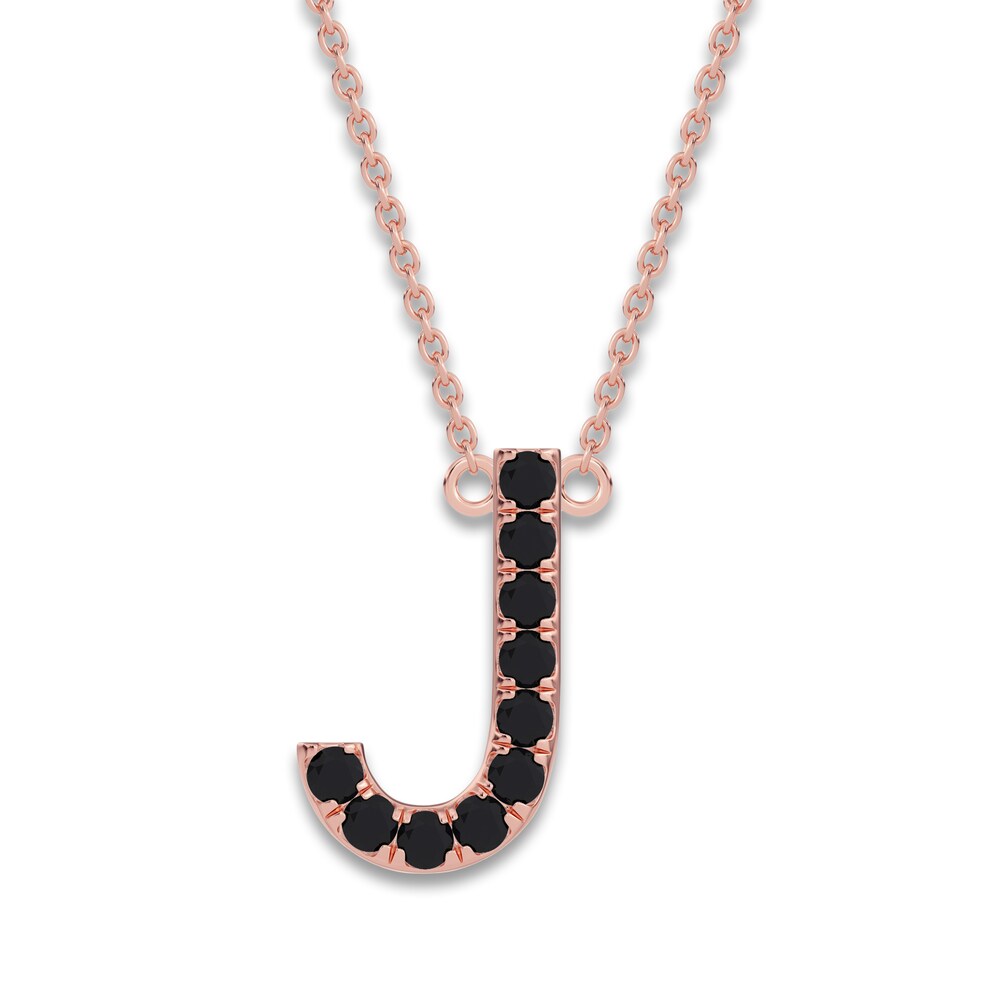 Juliette Maison Black Diamond Station Name Necklace 1/4 ct tw Round 10K Rose Gold 9pQtGo37