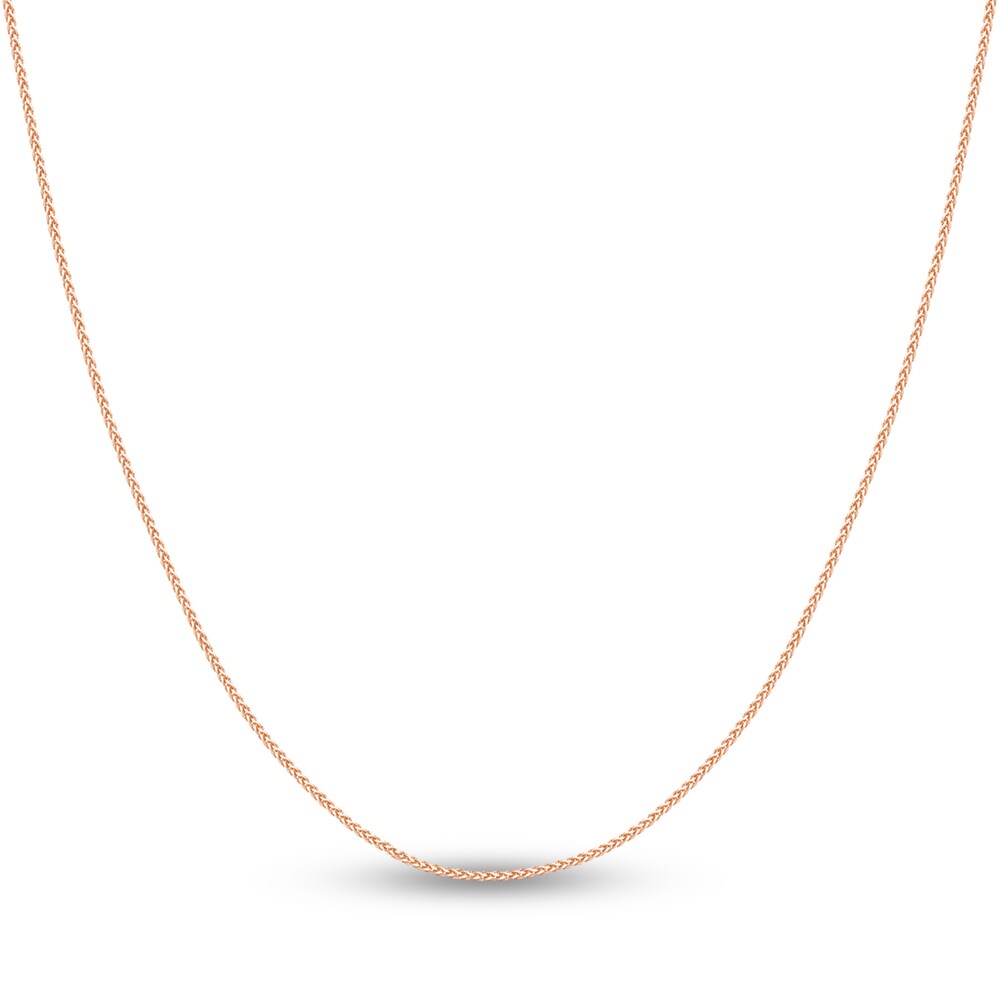 Round Wheat Chain Necklace 14K Rose Gold 16" 9pecAE00