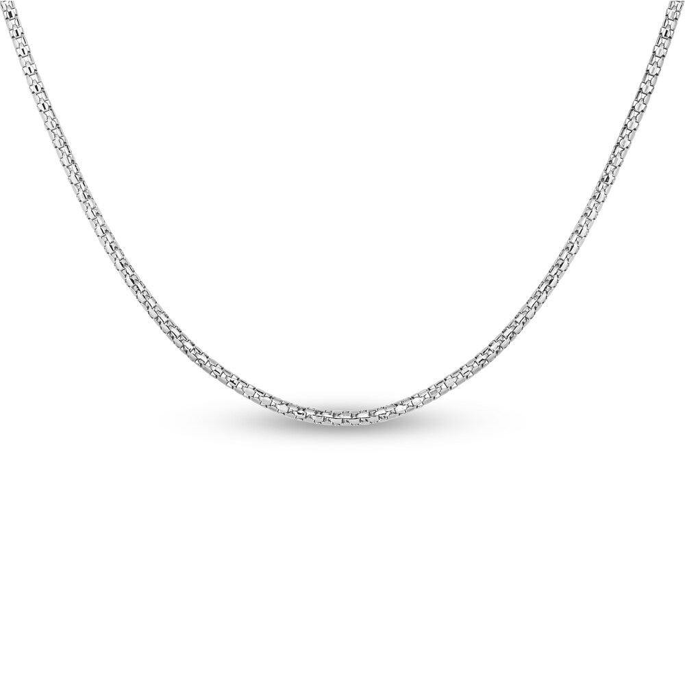 Popcorn Chain Necklace 14K White Gold 22" Adjustable 9y12u9N5