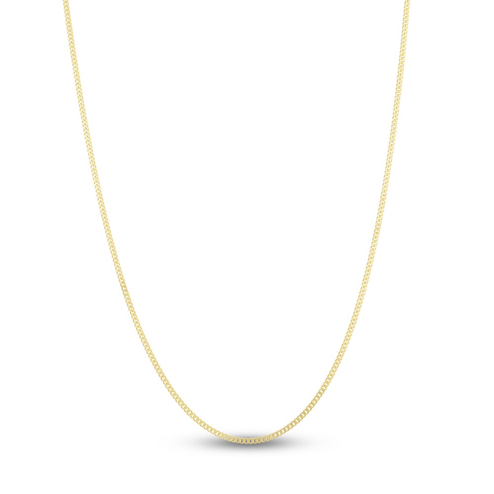 Gourmette Chain Necklace 14K Yellow Gold 18\" A0ggl3Jw