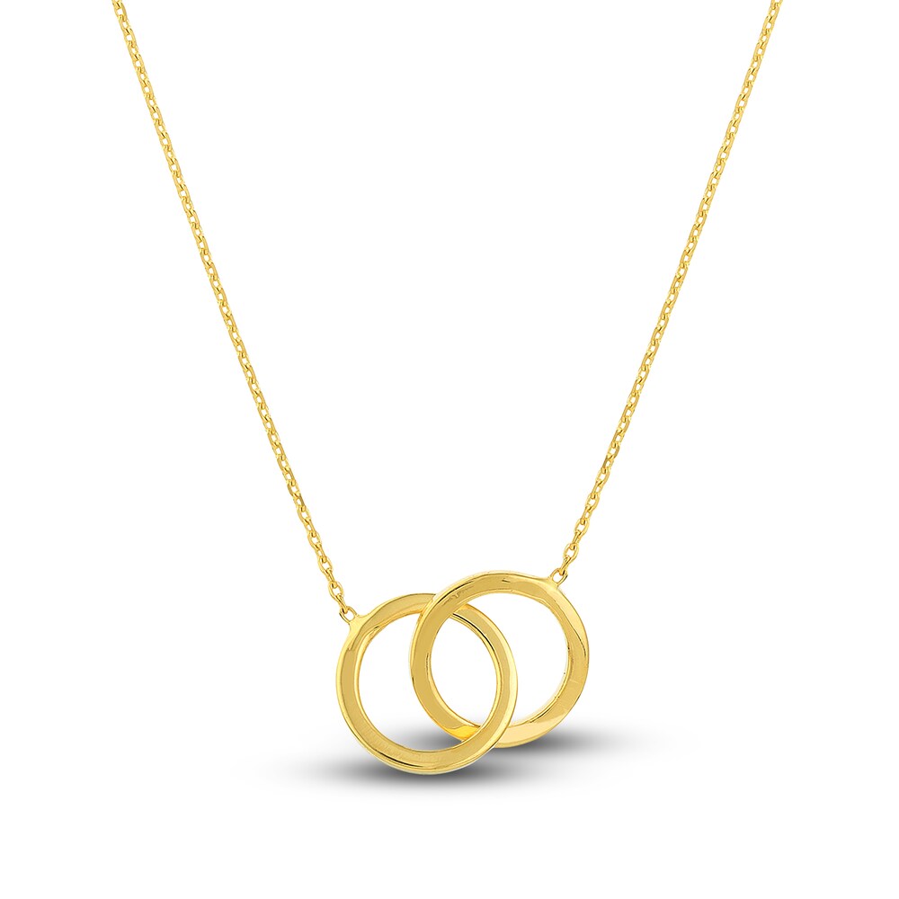 Locked Circles Pendant Necklace 14K Yellow Gold 18\" A2fUwxPY