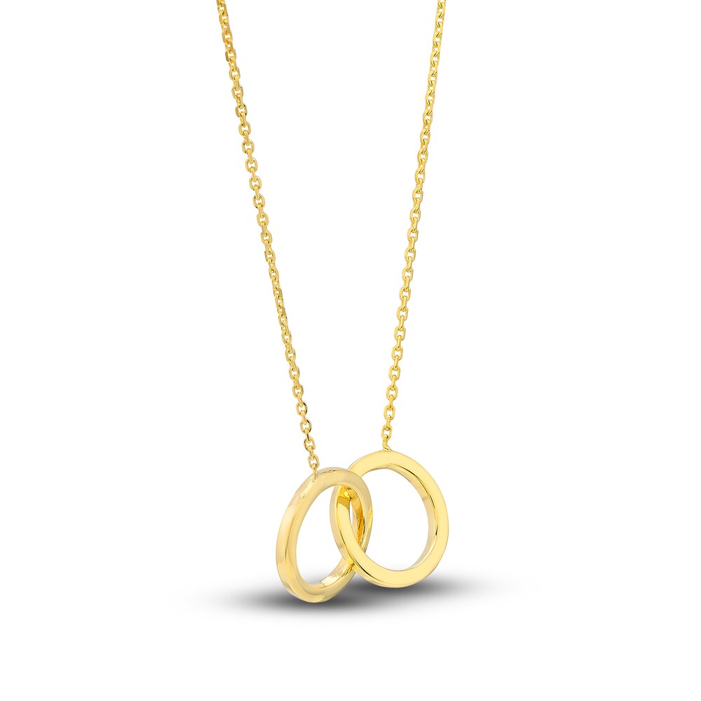 Locked Circles Pendant Necklace 14K Yellow Gold 18\" A2fUwxPY