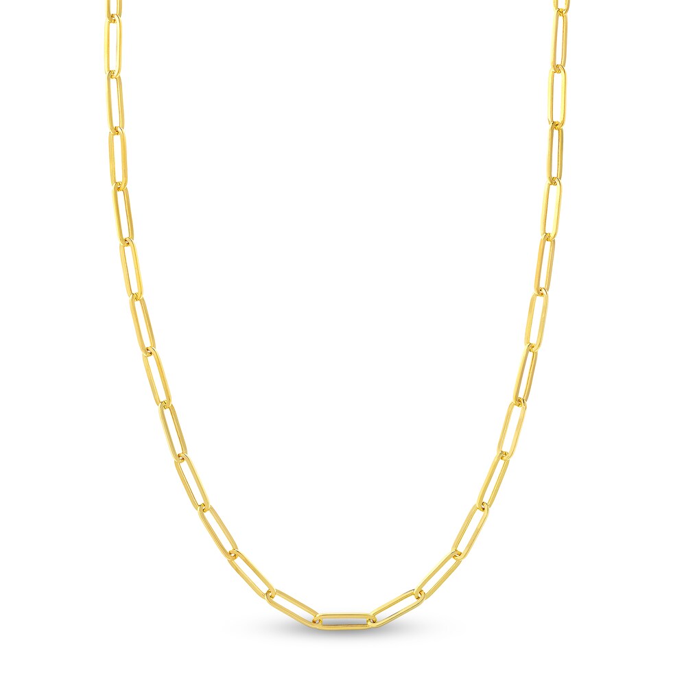 Paper Clip Chain Necklace 14K Yellow Gold 20\" A4B82uQa