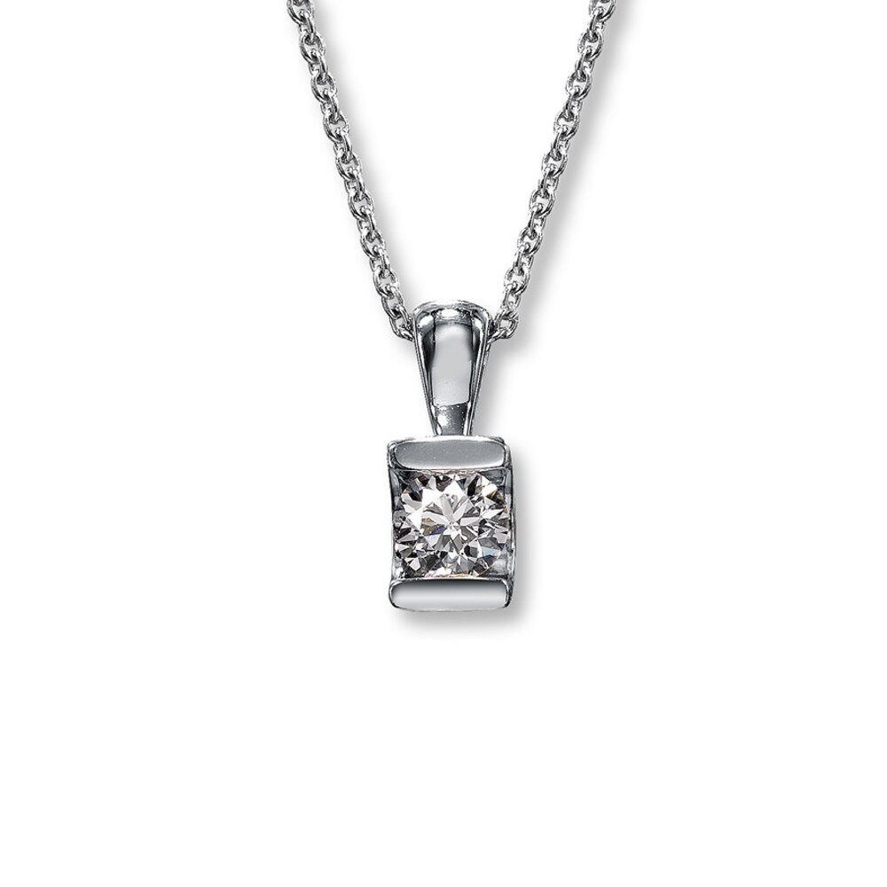 Hearts Desire Diamond Solitaire Necklace 1/3 Carat Round Ideal-cut 18K White Gold A4I4MGla