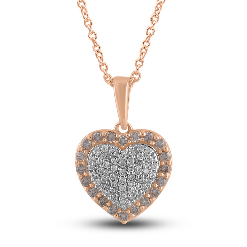 Diamond Heart Necklace 1/4 ct tw Round 14K Two-Tone Gold 18" AEqxrsF4