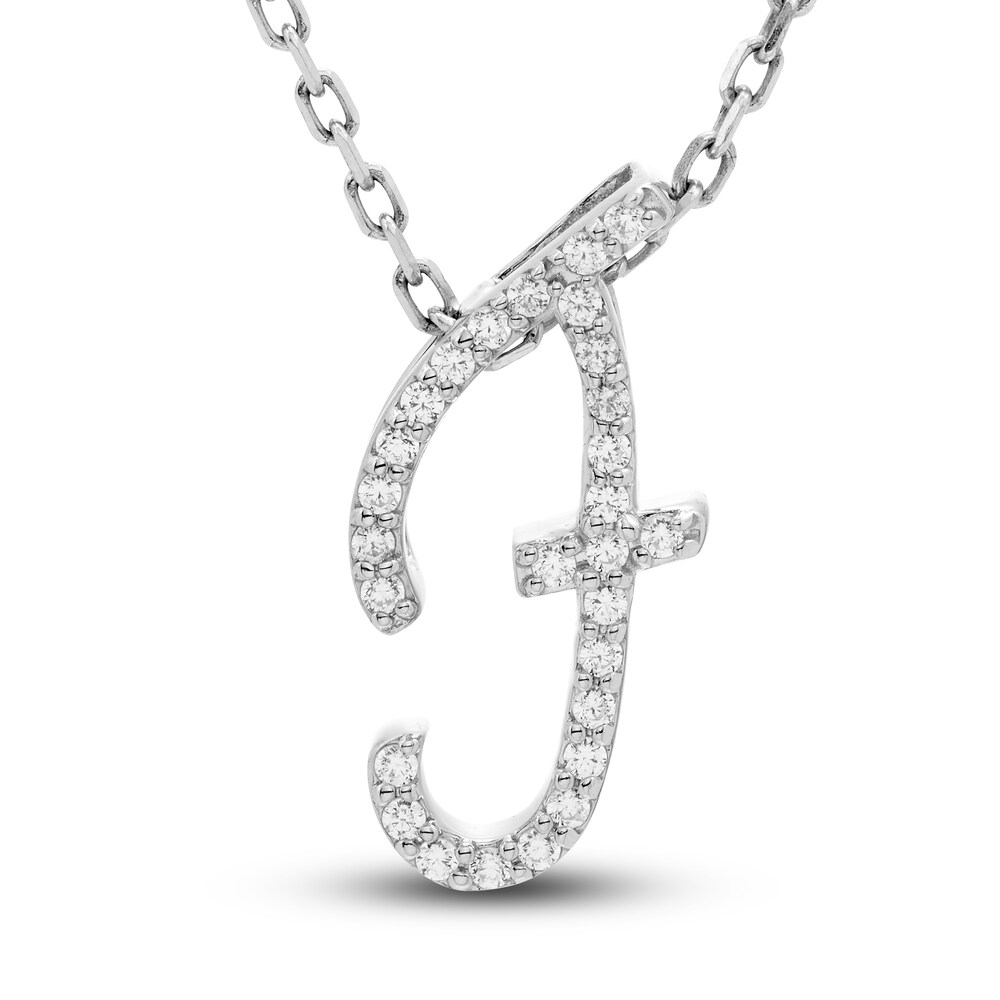 Diamond Initial F Pendant Necklace 1/10 ct tw Round 10K White Gold AGIUfTHH