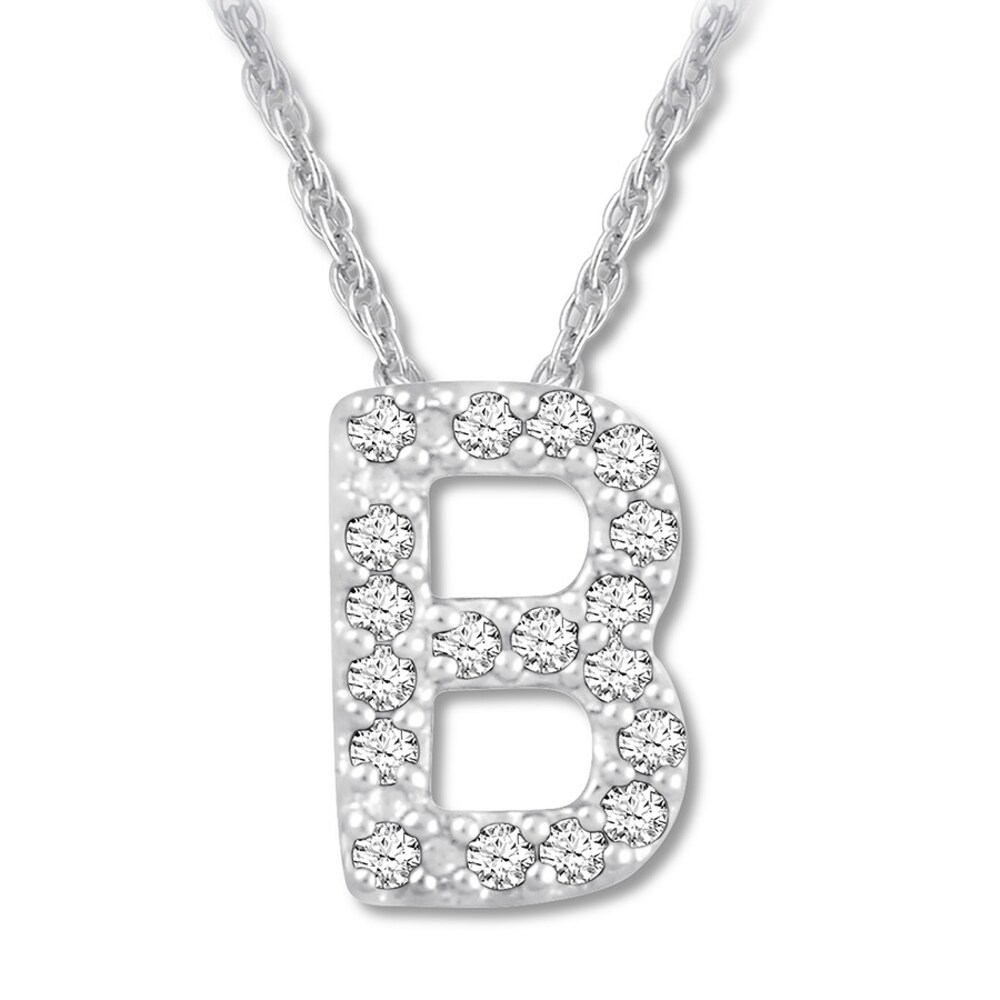 Diamond Initial B Necklace 1/20 ct tw Round-cut 10K White Gold AGorBjfZ