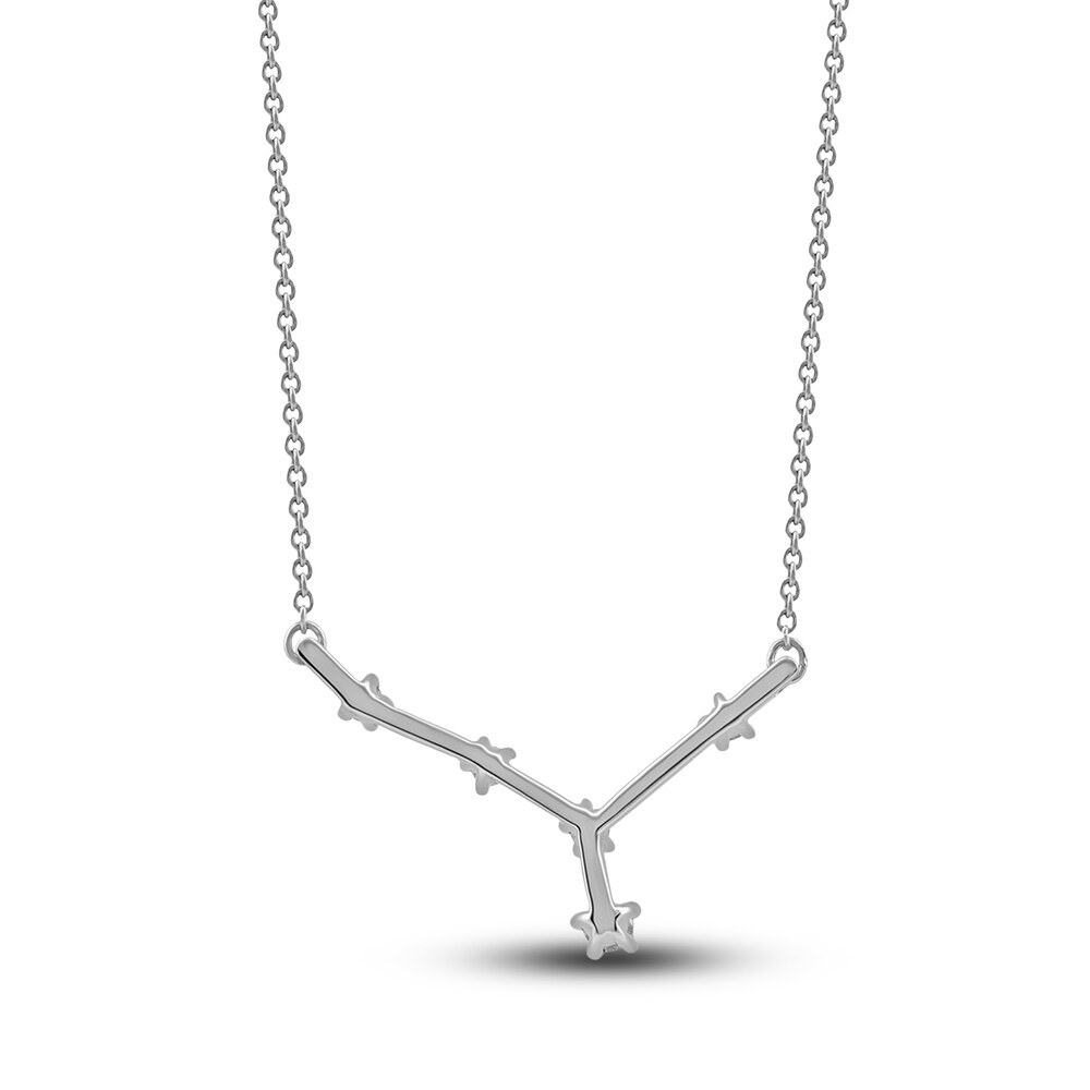 Diamond Cancer Constellation Pendant Necklace 1/6 ct tw Round 14K White Gold AJu8GO8L