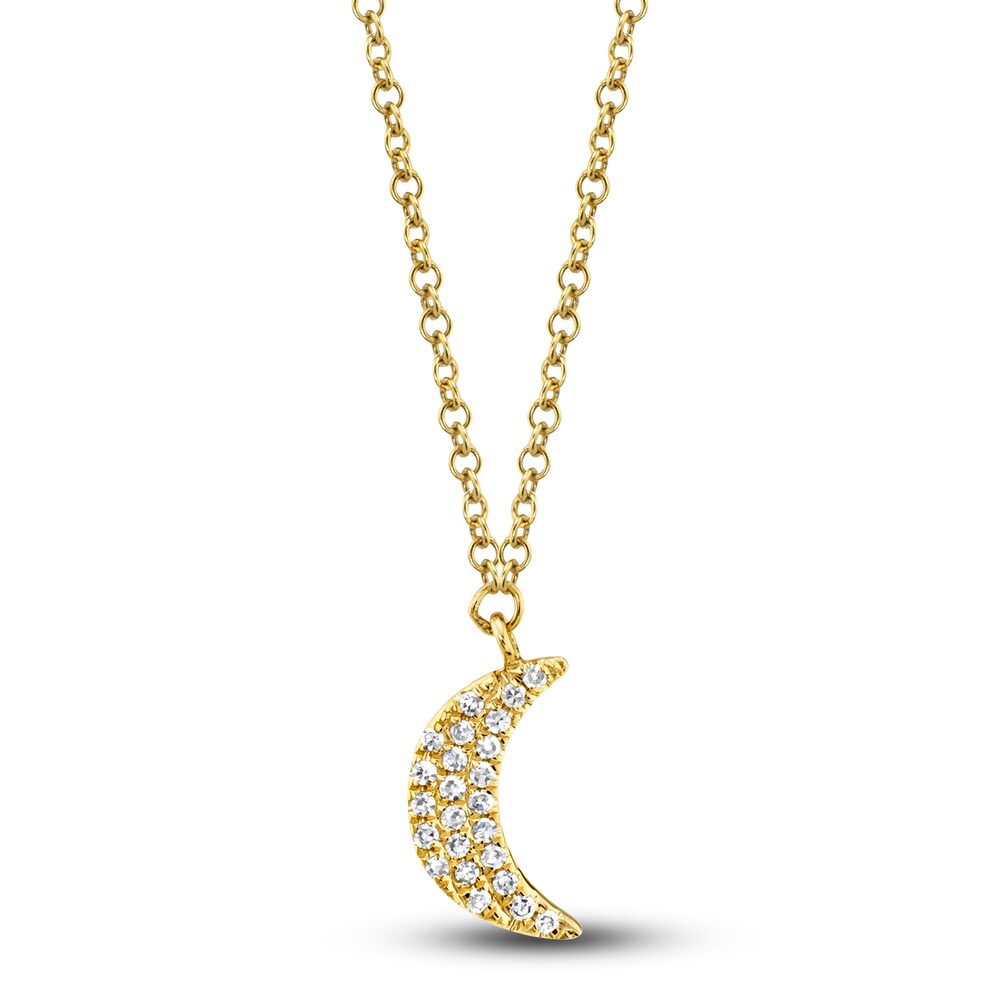 Shy Creation Moon Necklace Diamond Accents 14K Yellow Gold 18" SC55002688 AOd9sJNt
