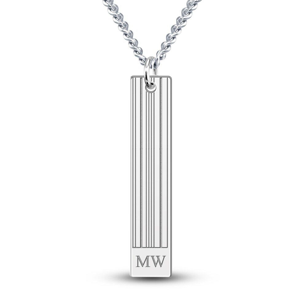 Men's Engravable Pendant Necklace Sterling Silver 22" APpNbZOR