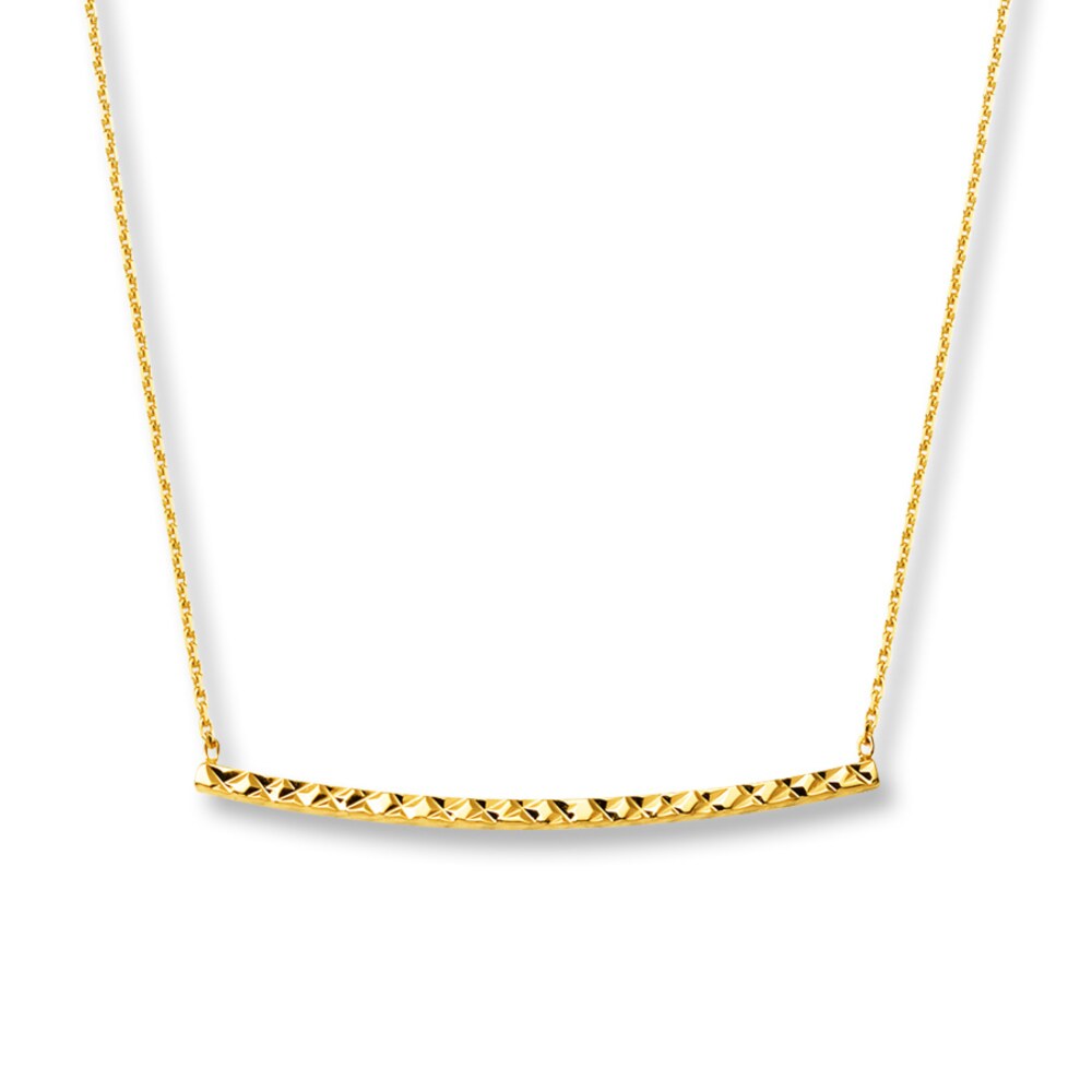 Curved Bar Necklace 14K Yellow Gold AYCn9ivS