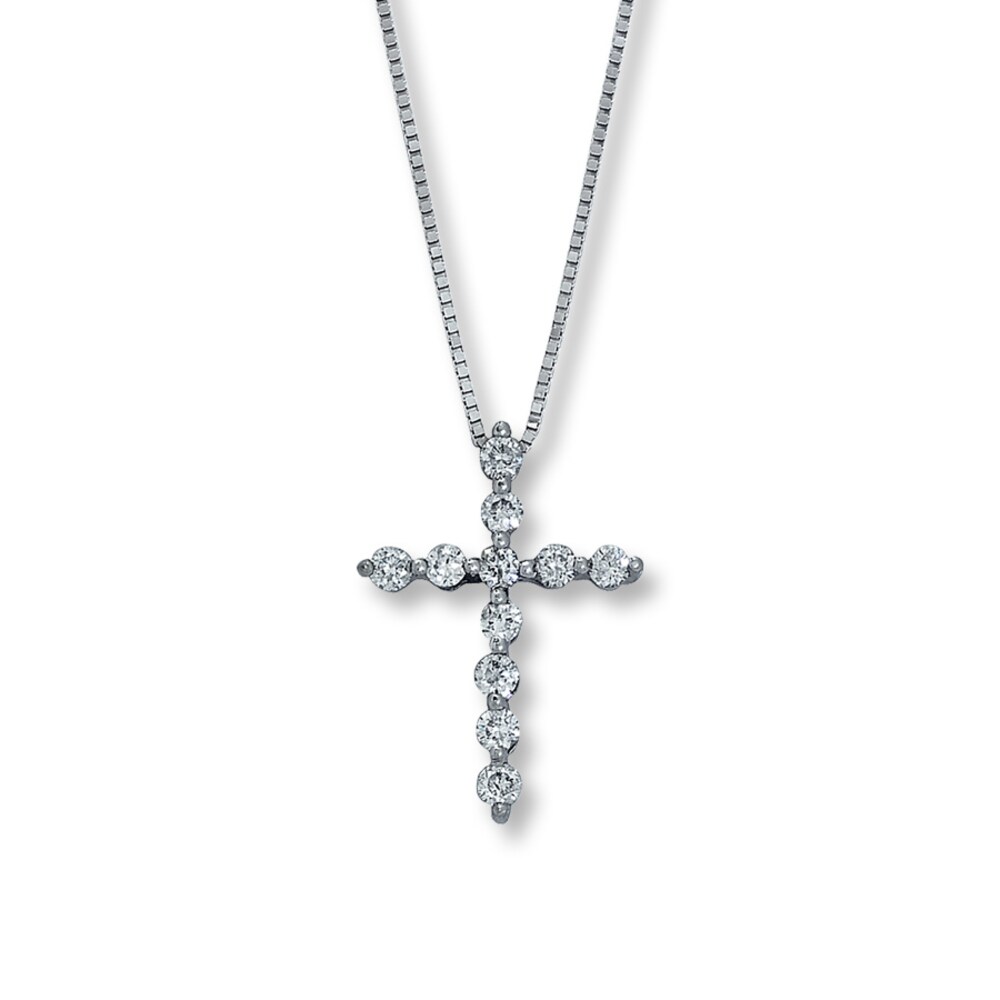 Diamond Cross Necklace 1/3 ct tw Round-Cut 14K White Gold Aa6tTCVr [Aa6tTCVr]