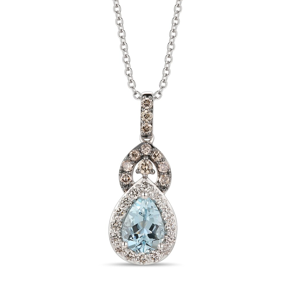 Le Vian Natural Aquamarine Necklace 1/2 ct tw Diamonds 14K Vanilla Gold Aazs0wxr