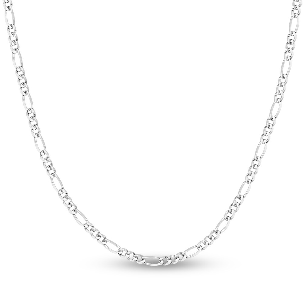 Figaro Chain Necklace 14K White Gold 20" AbJdAMou