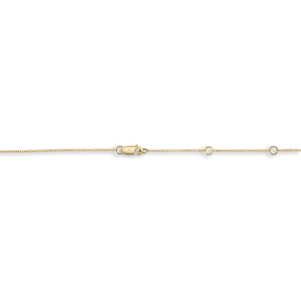 Shy Creation Diamond Station Necklace 1/5 ct tw Round 14K Yellow Gold 18\" SC22003838 AcadYH0C