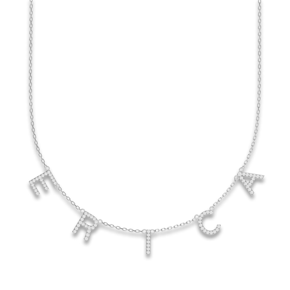 Juliette Maison Diamond Station Name Necklace 3/4 ct tw Round 10K White Gold Adj2IdEQ