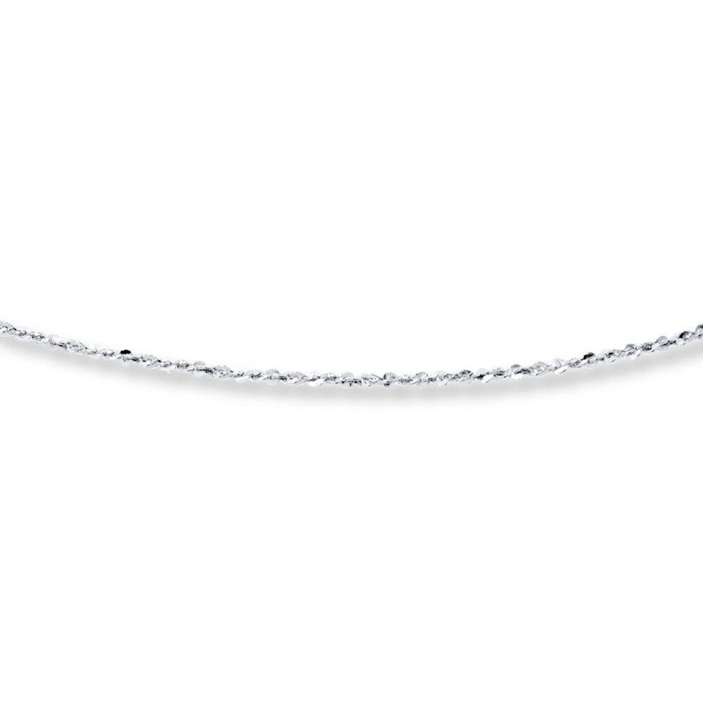 Chain Necklace 10K White Gold 20" Adjustable AlUP2w2a