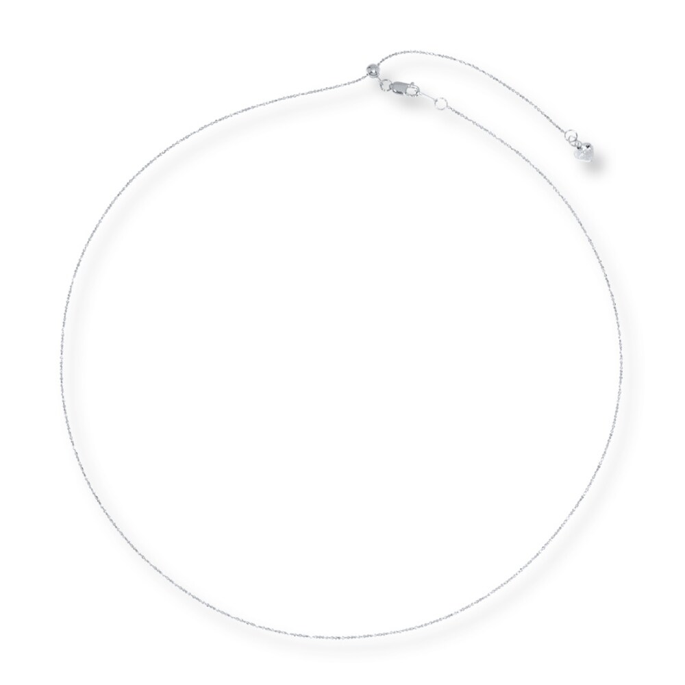 Chain Necklace 10K White Gold 20\" Adjustable AlUP2w2a