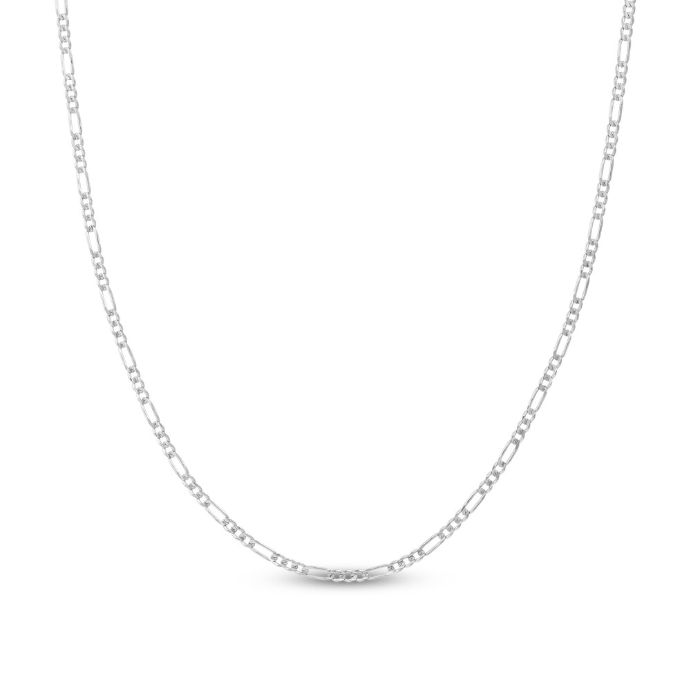 Figaro Chain Necklace 14K White Gold 24" AokZYEkQ