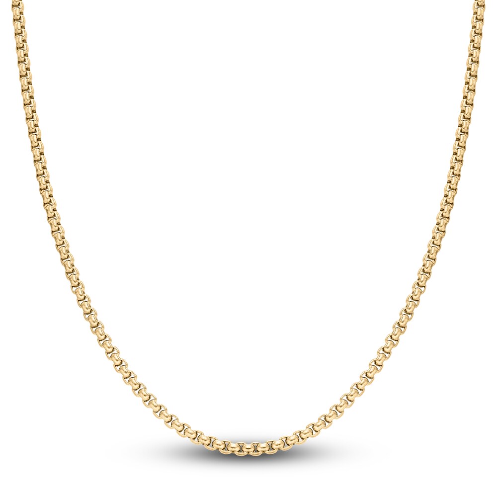 Men's Box Chain Necklace Gold Ion-Plated Stainless Steel 24" Ap9vH5kF