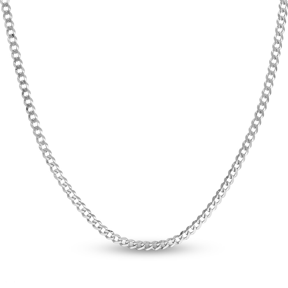 Light Curb Link Necklace 14K White Gold 20" AqoOzx9p