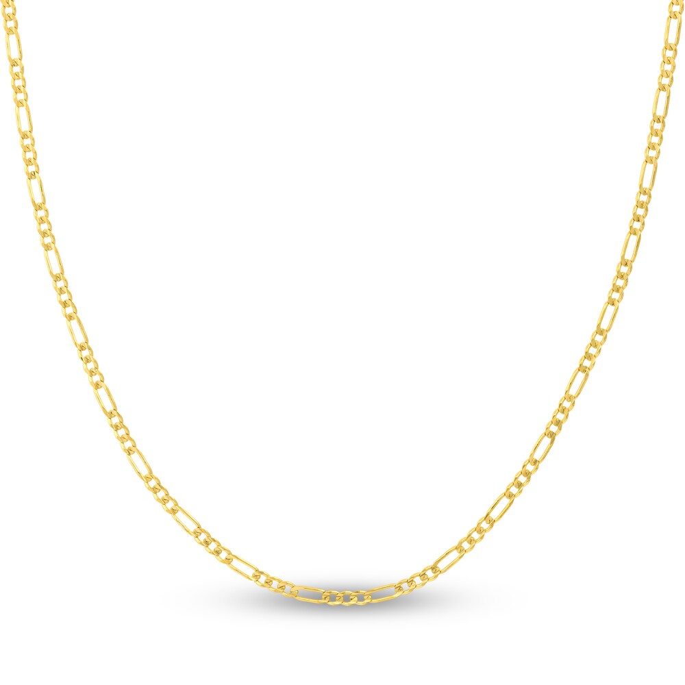 Figaro Chain Necklace 14K Yellow Gold 24\" ArpNLGqQ