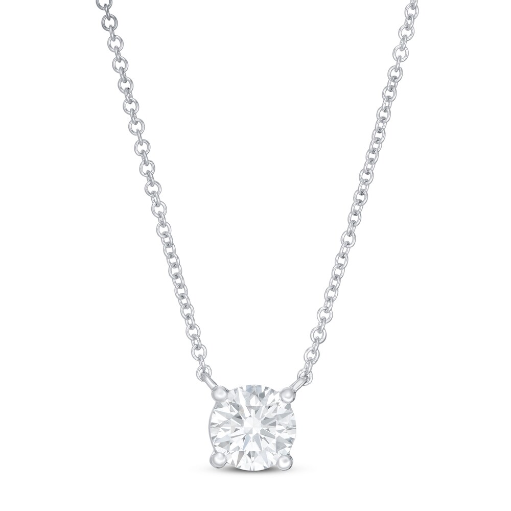 Lab-Created Diamond Solitaire Necklace 1 ct tw Round 14K White Gold (SI2/F) AyZy1z7P