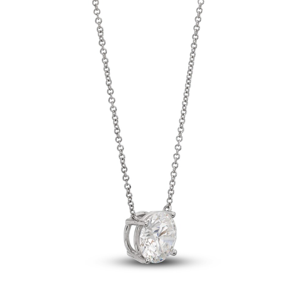 Lab-Created Diamond Solitaire Necklace 3 ct tw Round 14K White Gold 19\" (SI2/F) B4jSO6EV