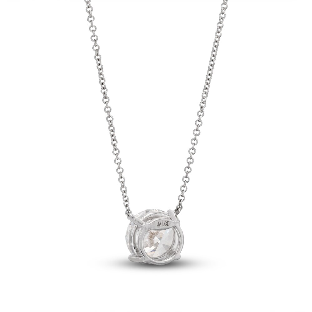 Lab-Created Diamond Solitaire Necklace 3 ct tw Round 14K White Gold 19\" (SI2/F) B4jSO6EV