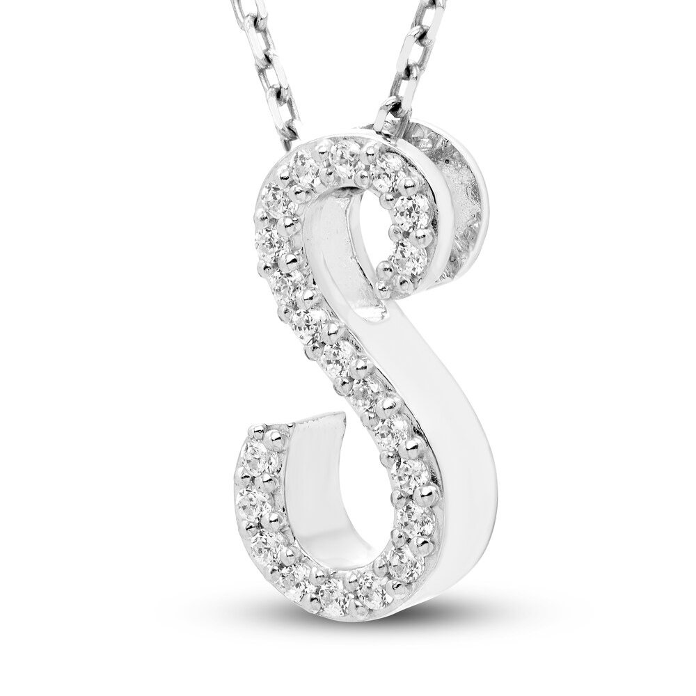 Diamond Letter S Pendant Necklace 1/10 ct tw Round 10K White Gold B8bMf4p3