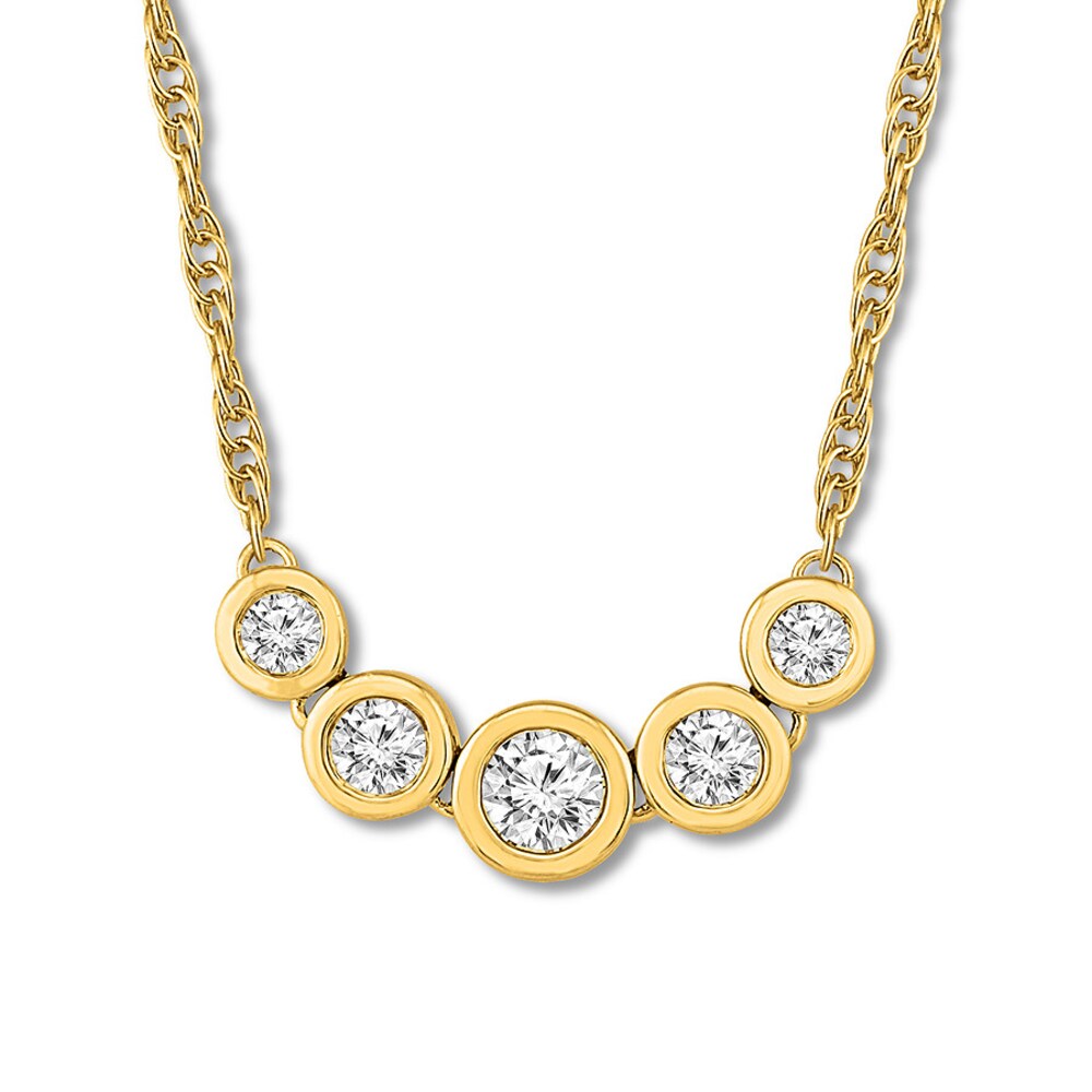 Diamond Necklace 3/4 ct tw Bezel-set Round 10K Yellow Gold BA7CABJx