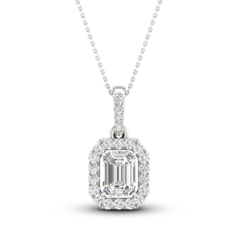 Diamond Pendant Necklace 1/4 ct tw Round/Emerald 14K White Gold 18" BDSrtaC7
