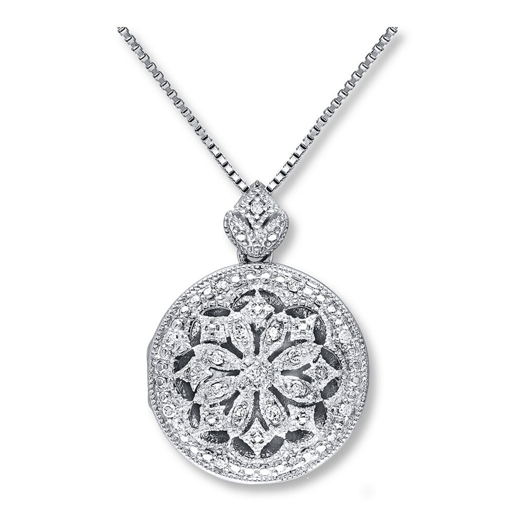 Locket Necklace 1/10 ct tw Diamonds Sterling Silver BIW9qAxa