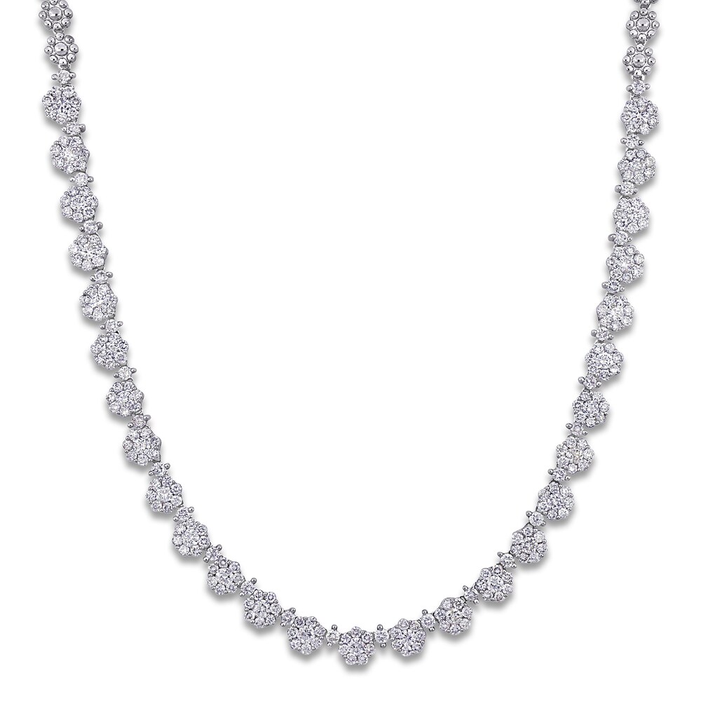 Diamond Tennis Necklace 6-3/4 ct tw Round 14K White Gold 16.5\" BOTxVFjw