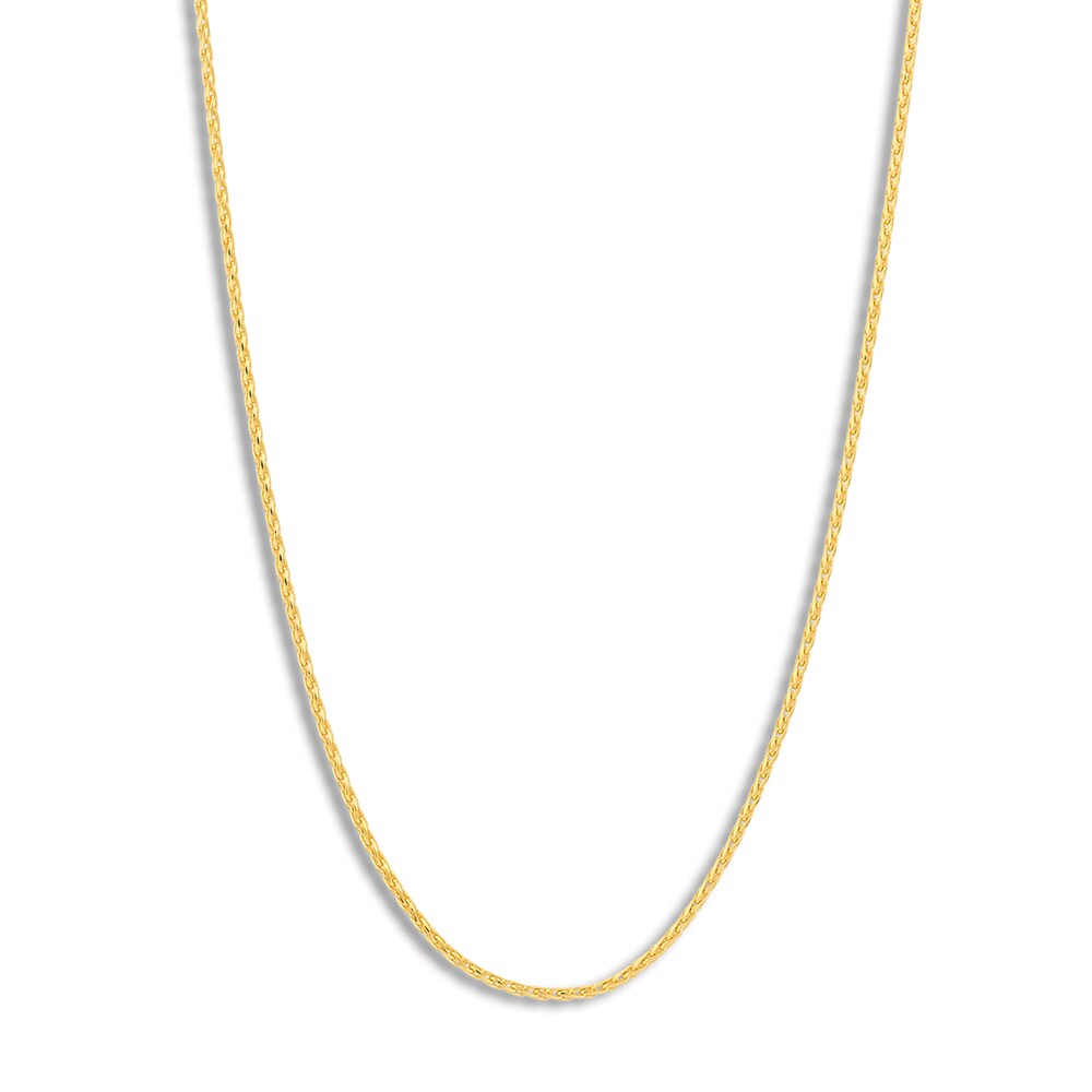 Diamond-Cut Round Wheat Chain Necklace 14K Yellow Gold 16" BOZ62fSW