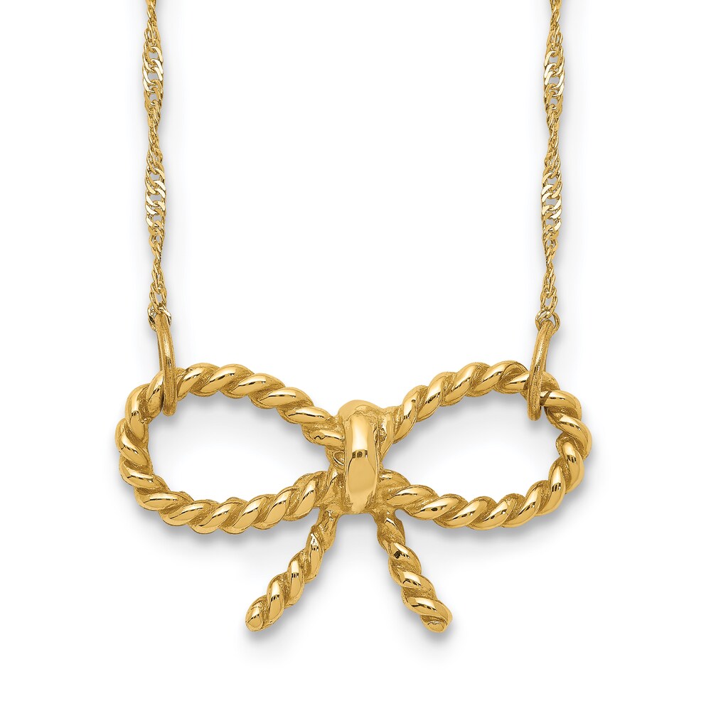 Polished Bow Necklace 14K Yellow Gold 16.5" BOZdIKrN