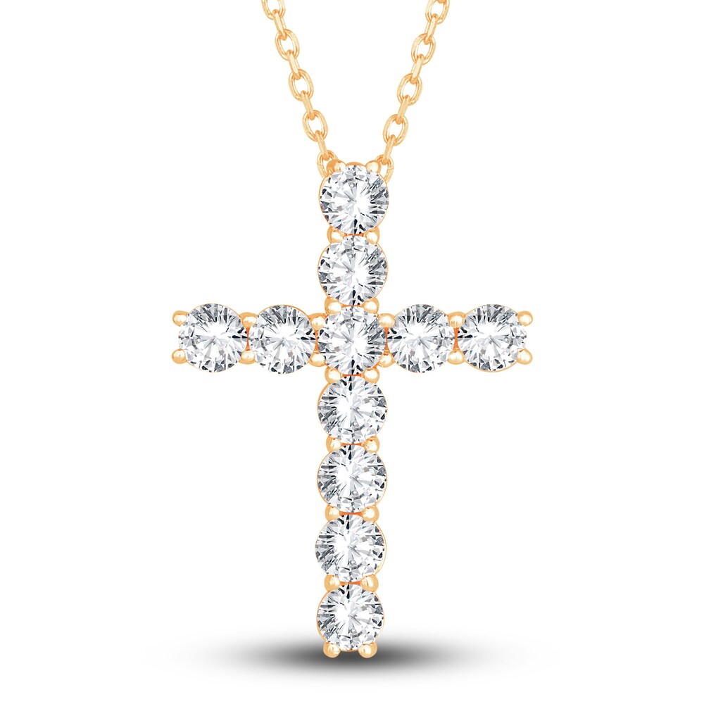 Diamond Cross Pendant Necklace 2-3/4 ct tw Round 14K Yellow Gold 18" BbmCx4UP