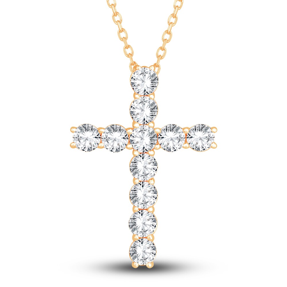 Diamond Cross Pendant Necklace 2-3/4 ct tw Round 14K Yellow Gold 18\" BbmCx4UP