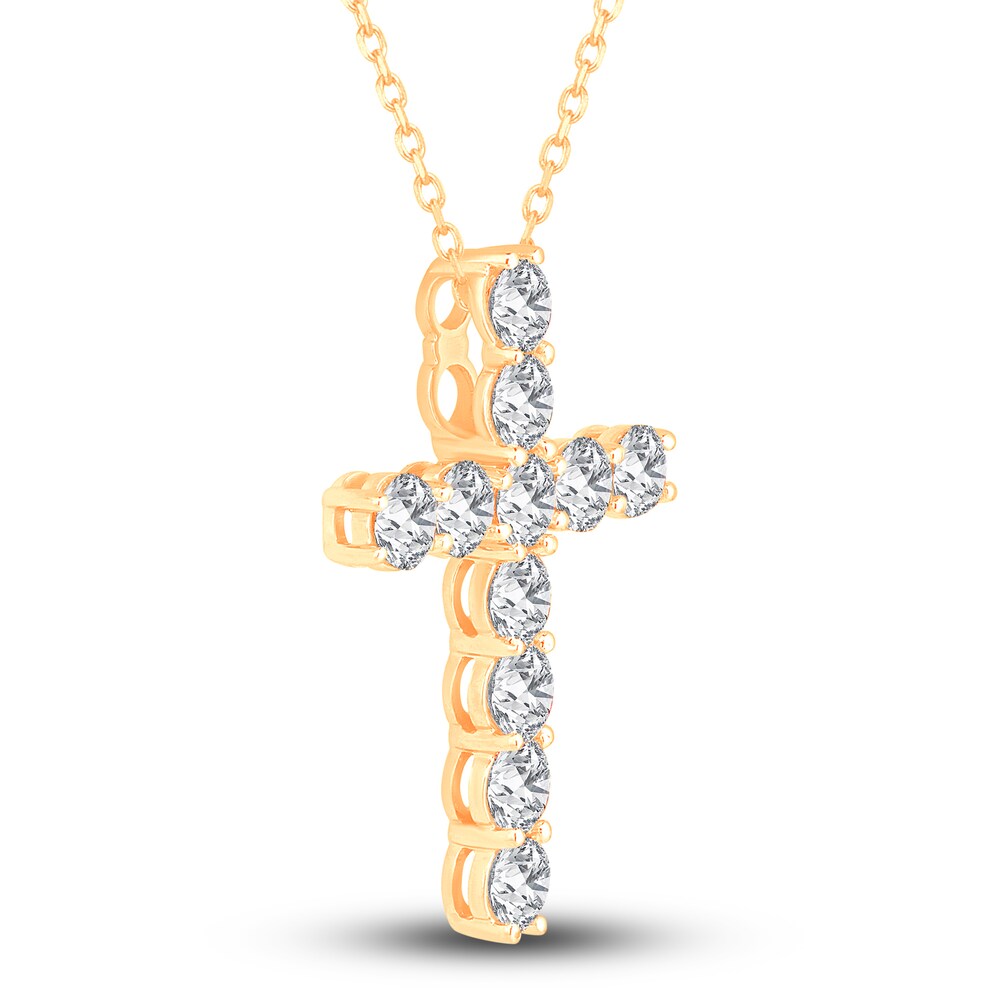 Diamond Cross Pendant Necklace 2-3/4 ct tw Round 14K Yellow Gold 18\" BbmCx4UP