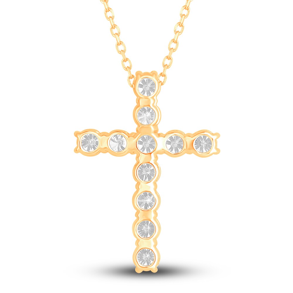 Diamond Cross Pendant Necklace 2-3/4 ct tw Round 14K Yellow Gold 18\" BbmCx4UP