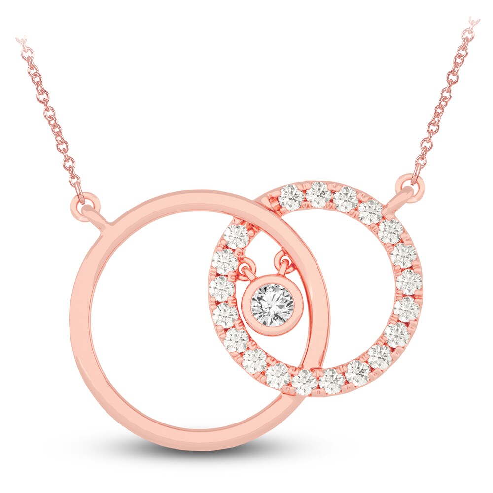 Diamond Pendant Necklace 1/2 ct tw Round 14K Rose Gold 18" Bggh6w2o