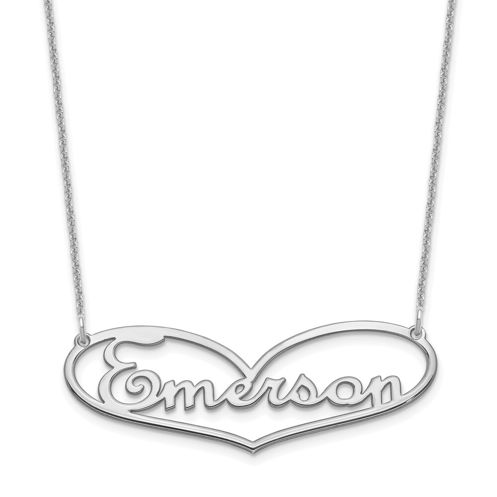 Heart Name Plate Necklace 14K White Gold BjSir5Dn