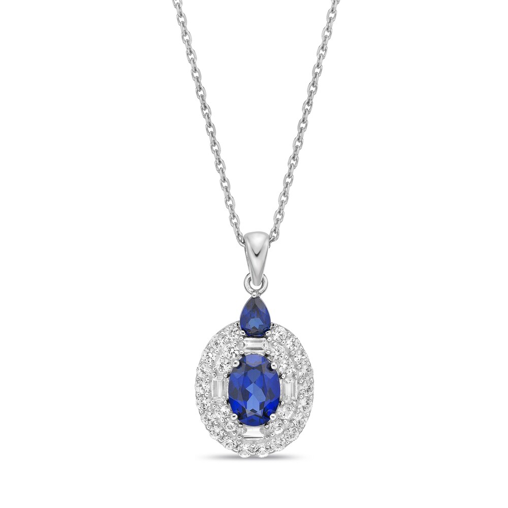 Lab-Created Sapphire Pendant Necklace Sterling Silver BjbKoeKR