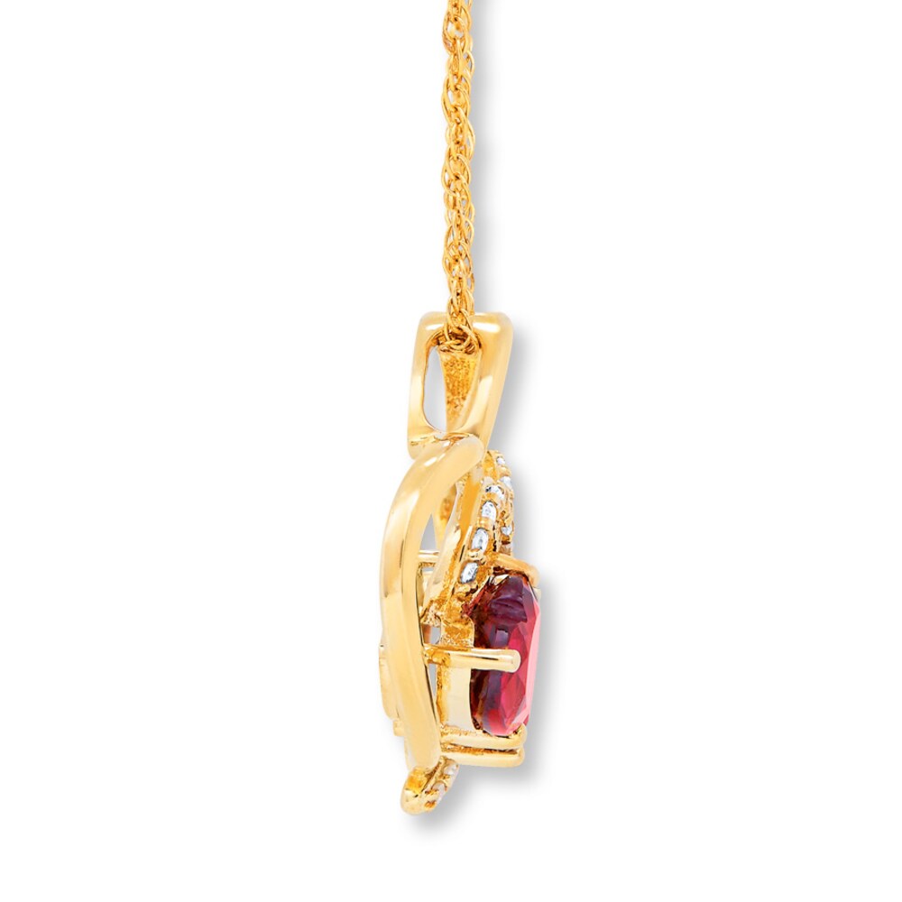 Garnet Heart Necklace 1/8 ct tw Diamonds 10K Yellow Gold Bmb4rBLS