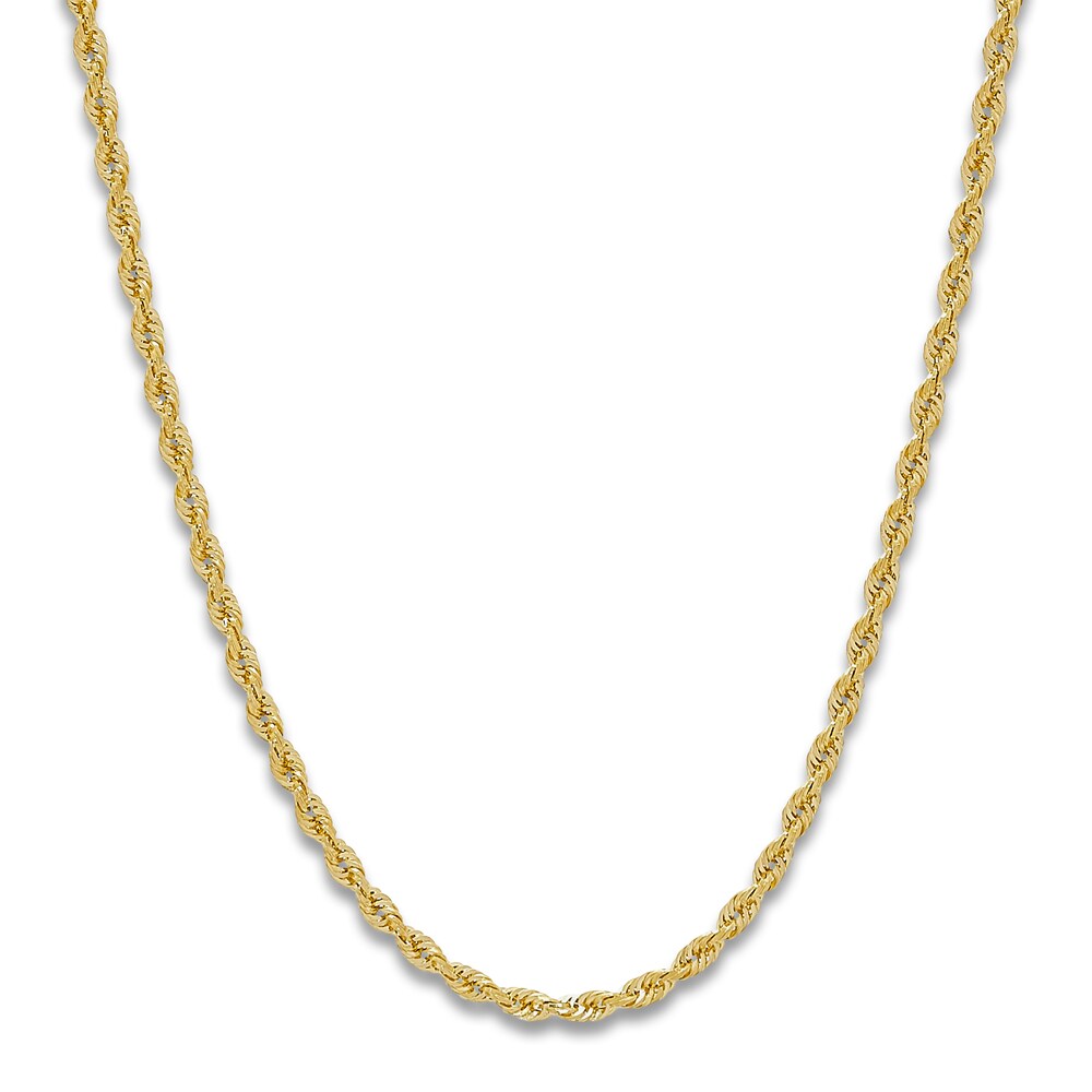 Solid Glitter Rope Necklace 14K Yellow Gold 22" 3.0mm BzGgWVQC